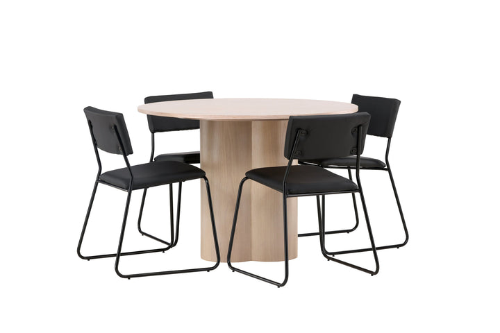 Venture Home OliviaDiningTable-WhiteWashVeneer+KenthChair-Black/BlackPU_4