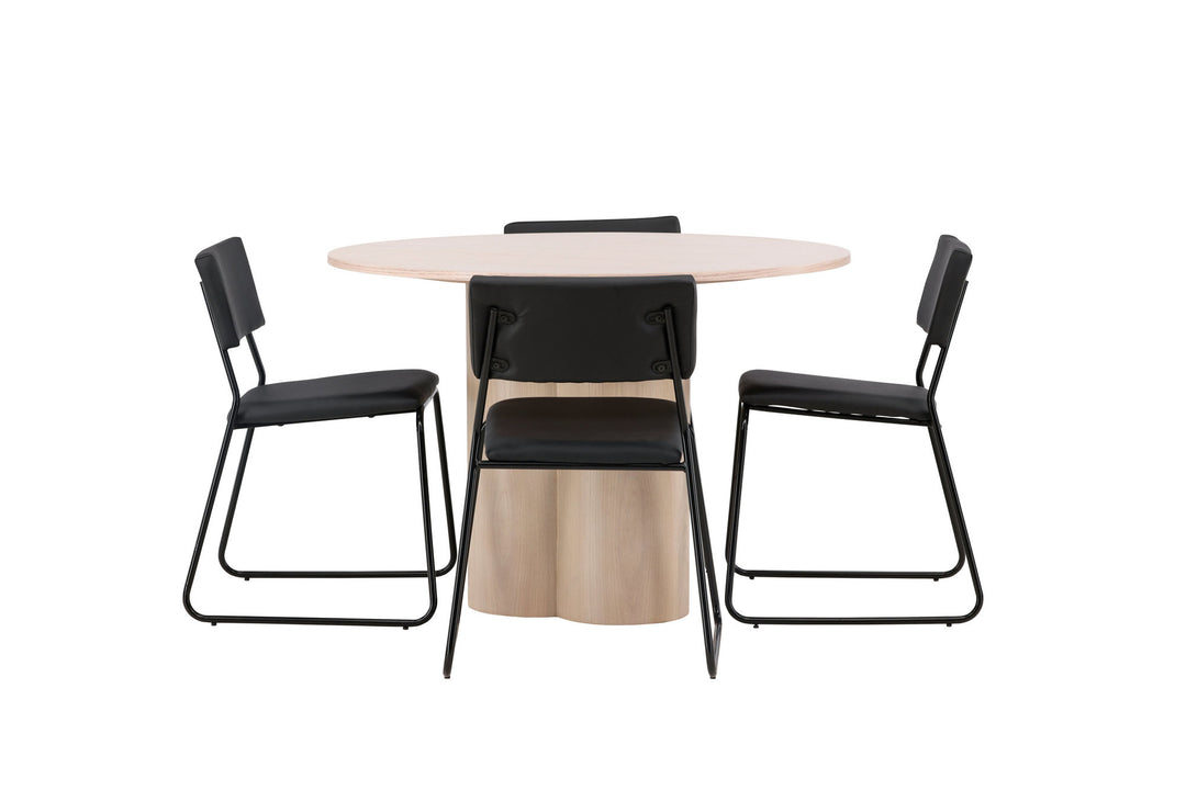Venture Home OliviaDiningTable-WhiteWashVeneer+KenthChair-Black/BlackPU_4