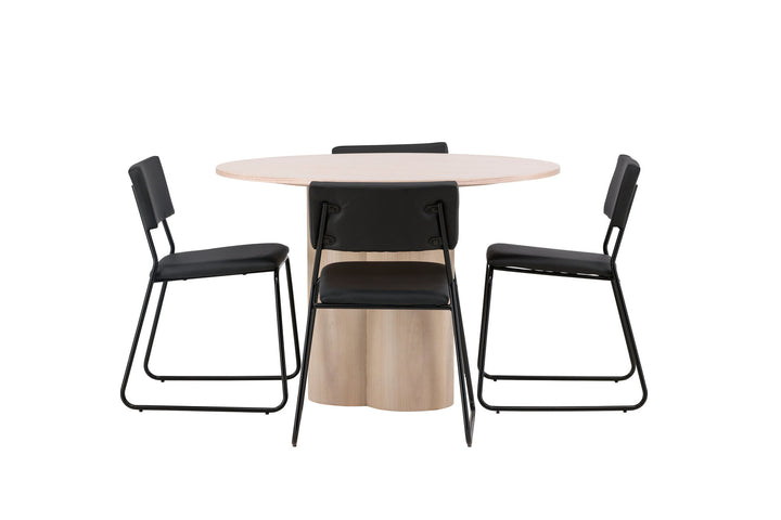 Venture Home OliviaDiningTable-WhiteWashVeneer+KenthChair-Black/BlackPU_4