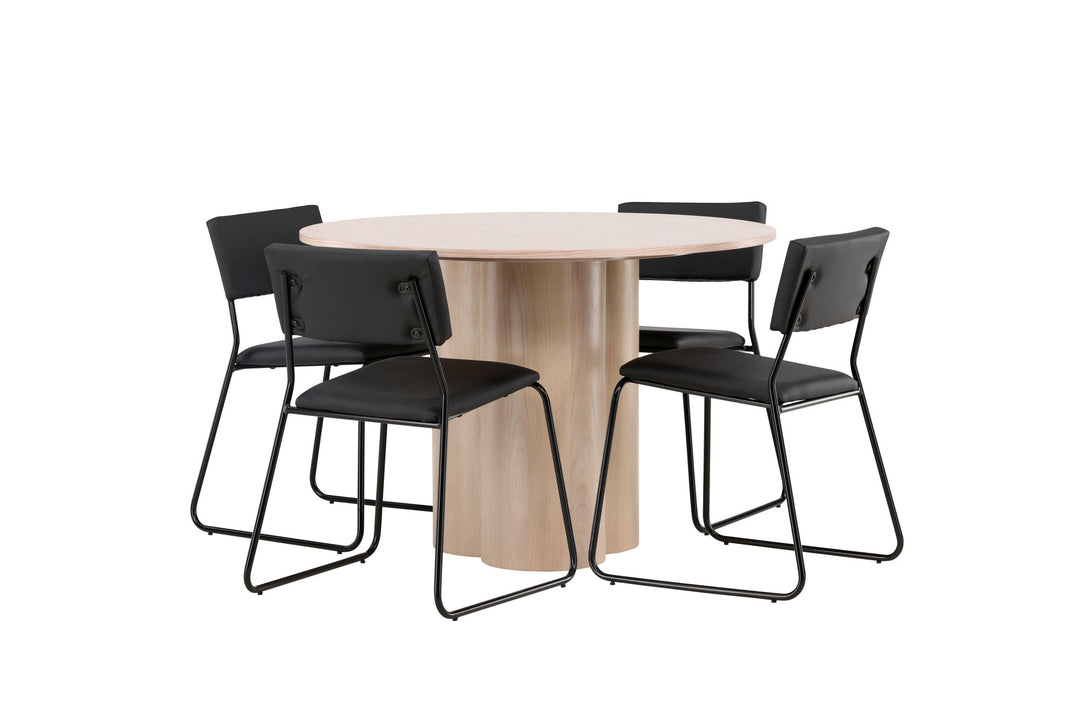 Venture Home OliviaDiningTable-WhiteWashVeneer+KenthChair-Black/BlackPU_4