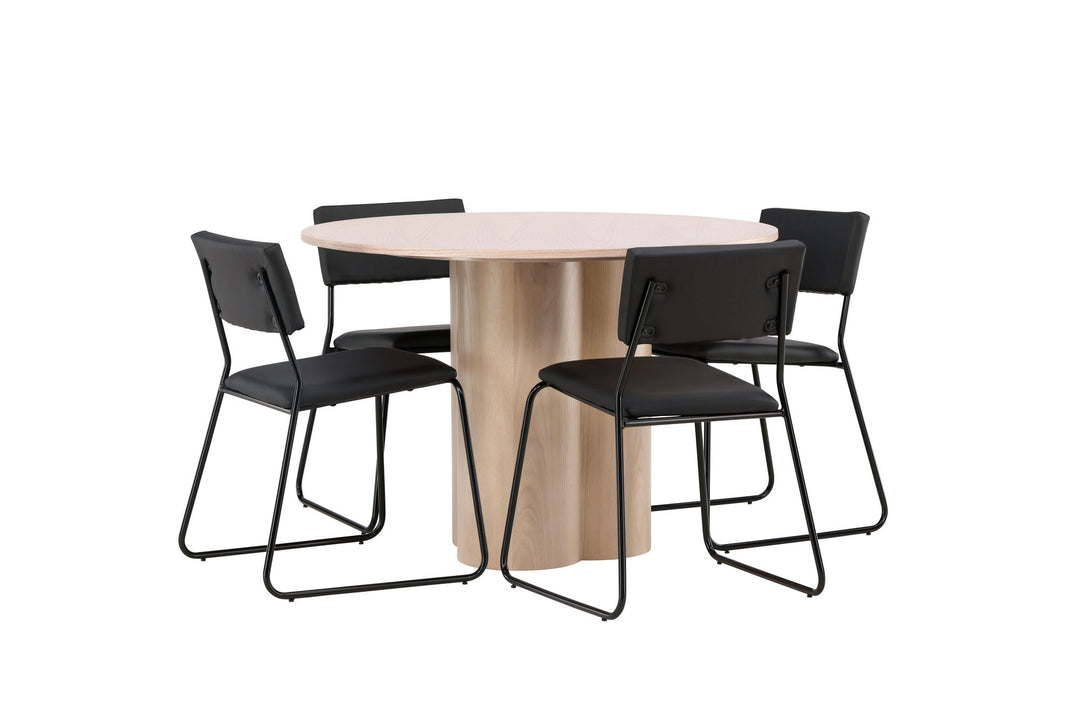 Venture Home OliviaDiningTable-WhiteWashVeneer+KenthChair-Black/BlackPU_4