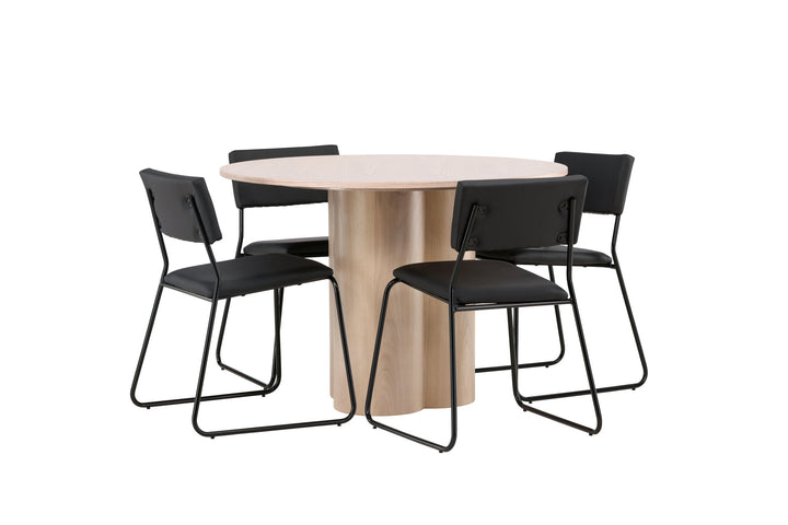 Venture Home OliviaDiningTable-WhiteWashVeneer+KenthChair-Black/BlackPU_4