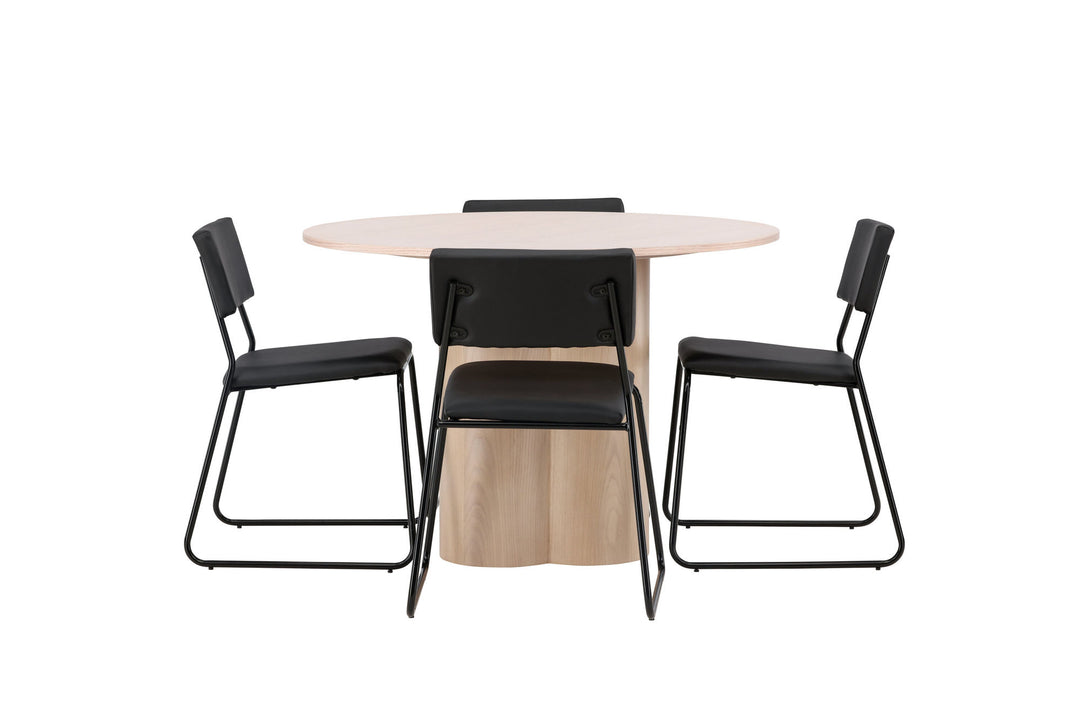 Venture Home OliviaDiningTable-WhiteWashVeneer+KenthChair-Black/BlackPU_4