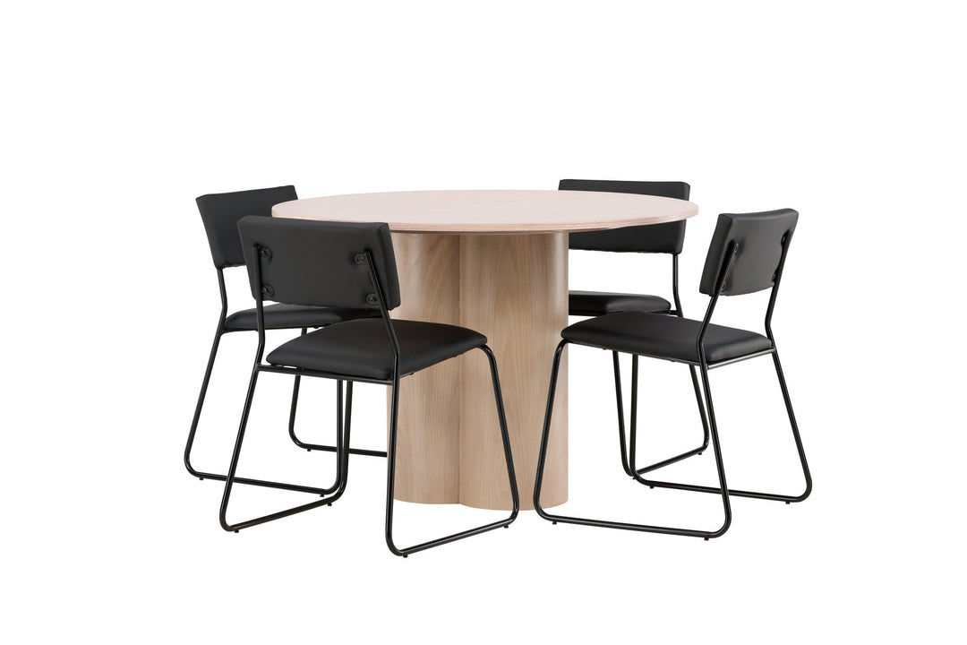 Venture Home OliviaDiningTable-WhiteWashVeneer+KenthChair-Black/BlackPU_4