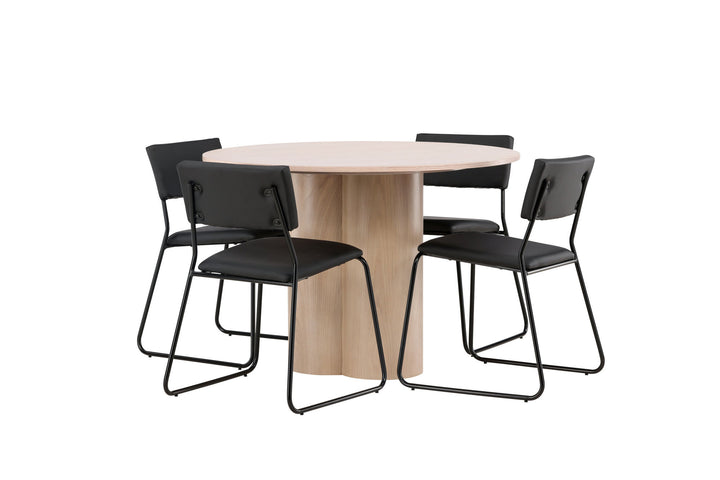Venture Home OliviaDiningTable-WhiteWashVeneer+KenthChair-Black/BlackPU_4