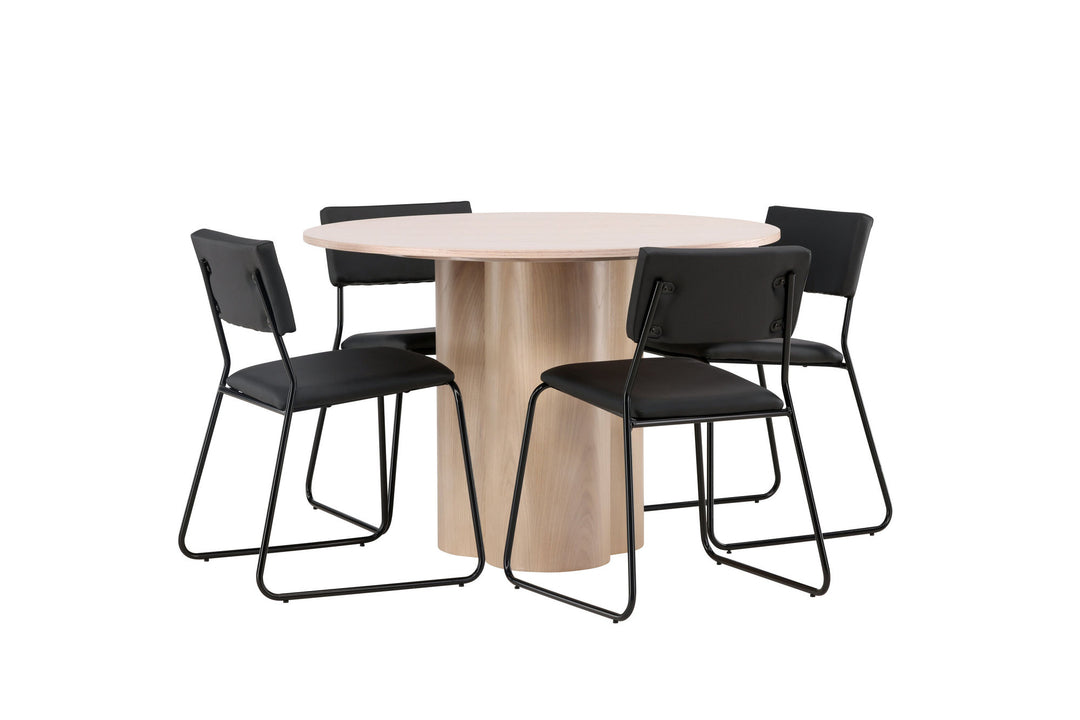 Venture Home OliviaDiningTable-WhiteWashVeneer+KenthChair-Black/BlackPU_4
