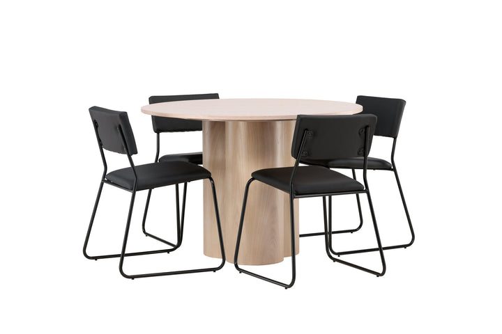 Venture Home OliviaDiningTable-WhiteWashVeneer+KenthChair-Black/BlackPU_4