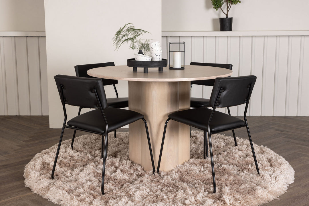 Venture Home OliviaDiningTable-WhiteWashVeneer+KenthChair-Black/BlackPU_4