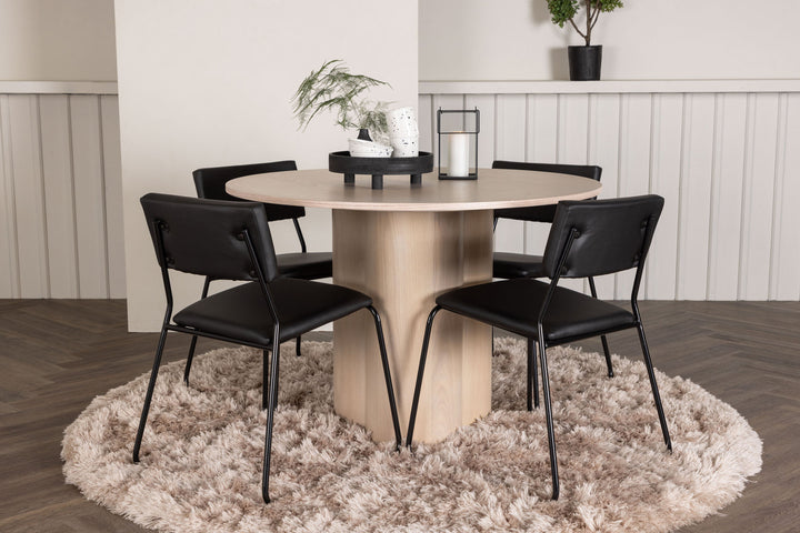 Venture Home OliviaDiningTable-WhiteWashVeneer+KenthChair-Black/BlackPU_4