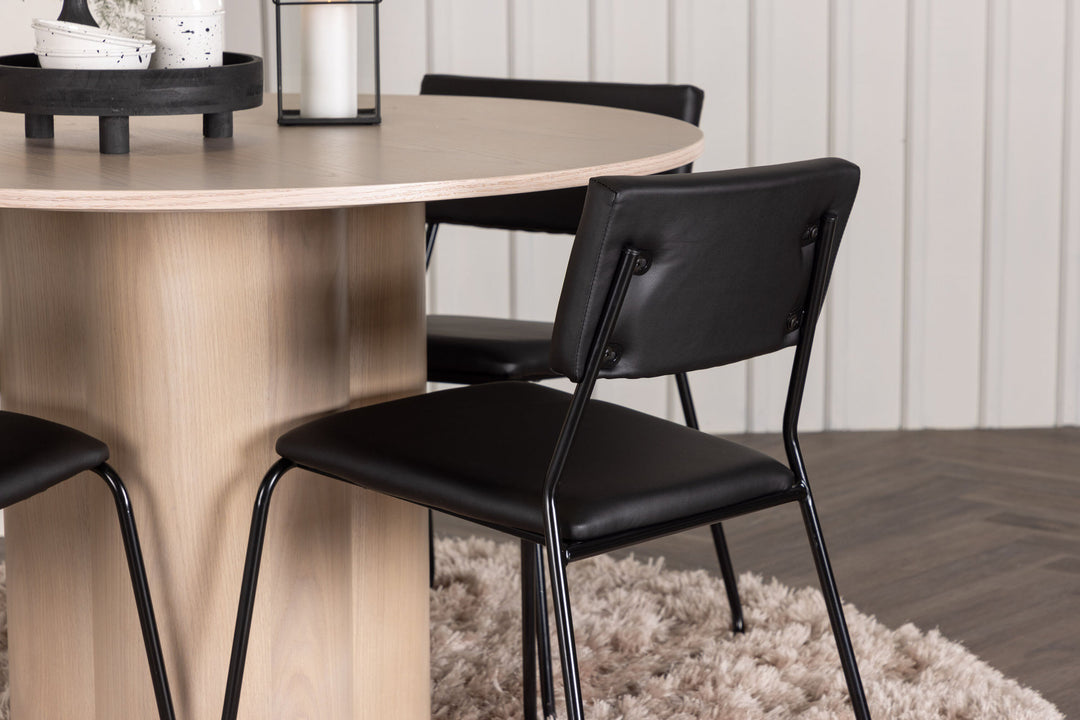 Venture Home OliviaDiningTable-WhiteWashVeneer+KenthChair-Black/BlackPU_4