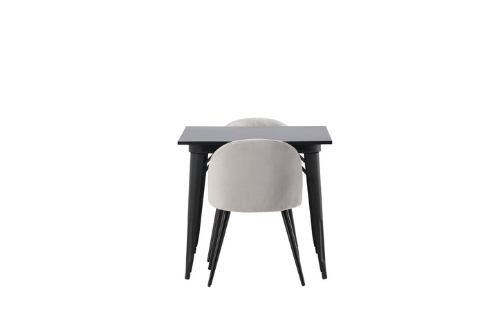 Venture Home Tempe Dining Table - Black / Black MDF +Velvet Dining Chair - Light Grey / Black _2