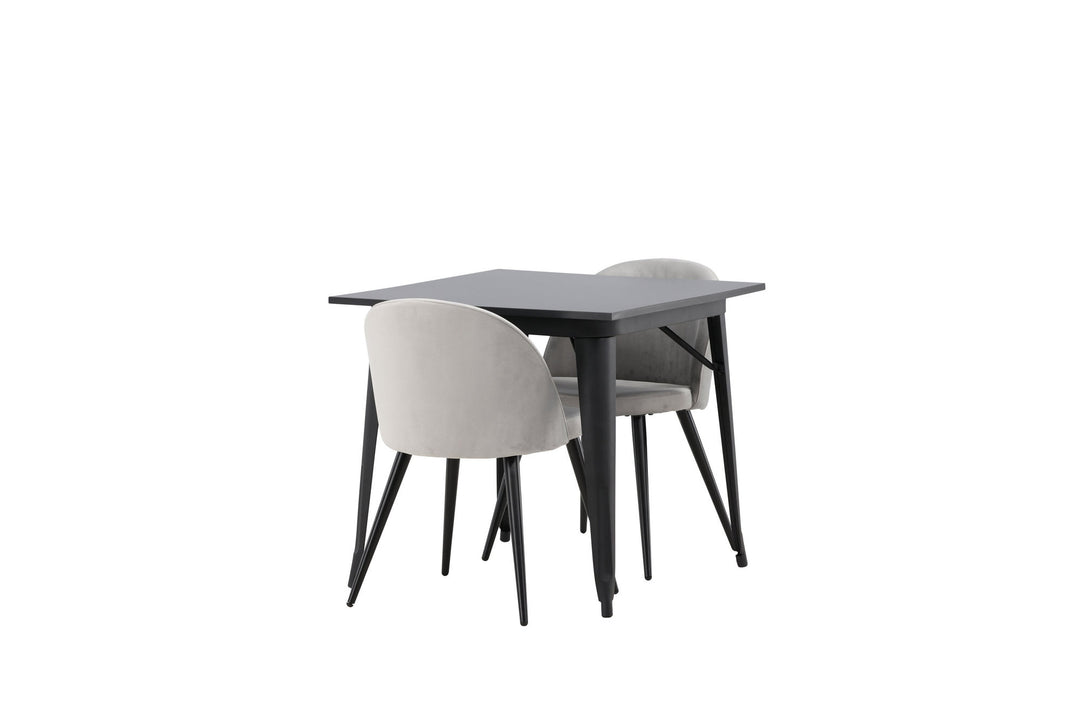 Venture Home Tempe Dining Table - Black / Black MDF +Velvet Dining Chair - Light Grey / Black _2