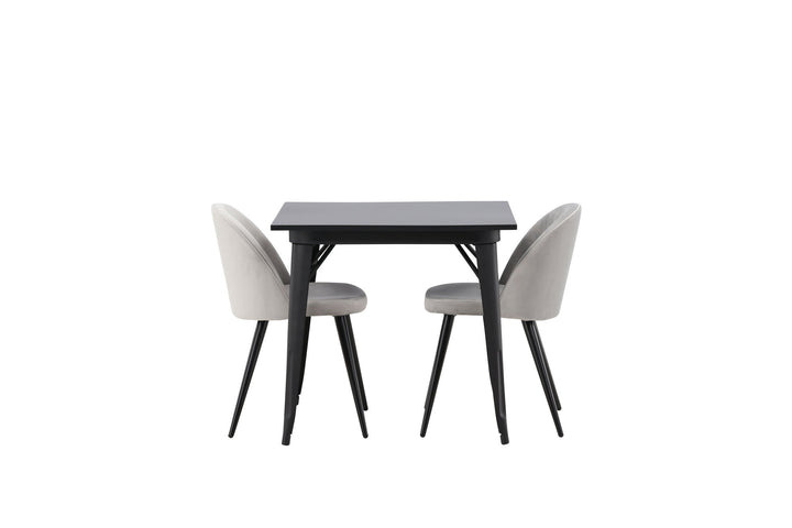 Venture Home Tempe Dining Table - Black / Black MDF +Velvet Dining Chair - Light Grey / Black _2