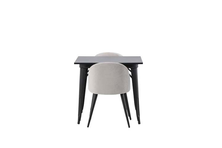Venture Home Tempe Dining Table - Black / Black MDF +Velvet Dining Chair - Light Grey / Black _2