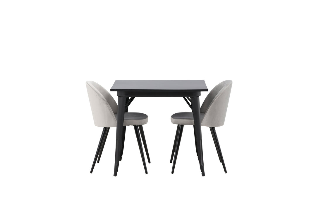 Venture Home Tempe Dining Table - Black / Black MDF +Velvet Dining Chair - Light Grey / Black _2