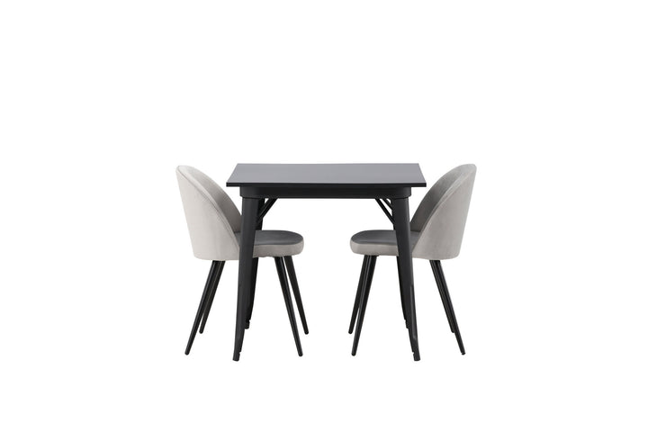 Venture Home Tempe Dining Table - Black / Black MDF +Velvet Dining Chair - Light Grey / Black _2