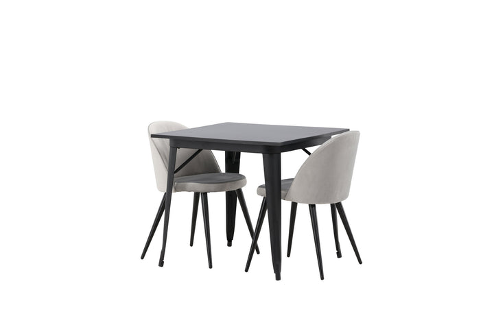 Venture Home Tempe Dining Table - Black / Black MDF +Velvet Dining Chair - Light Grey / Black _2