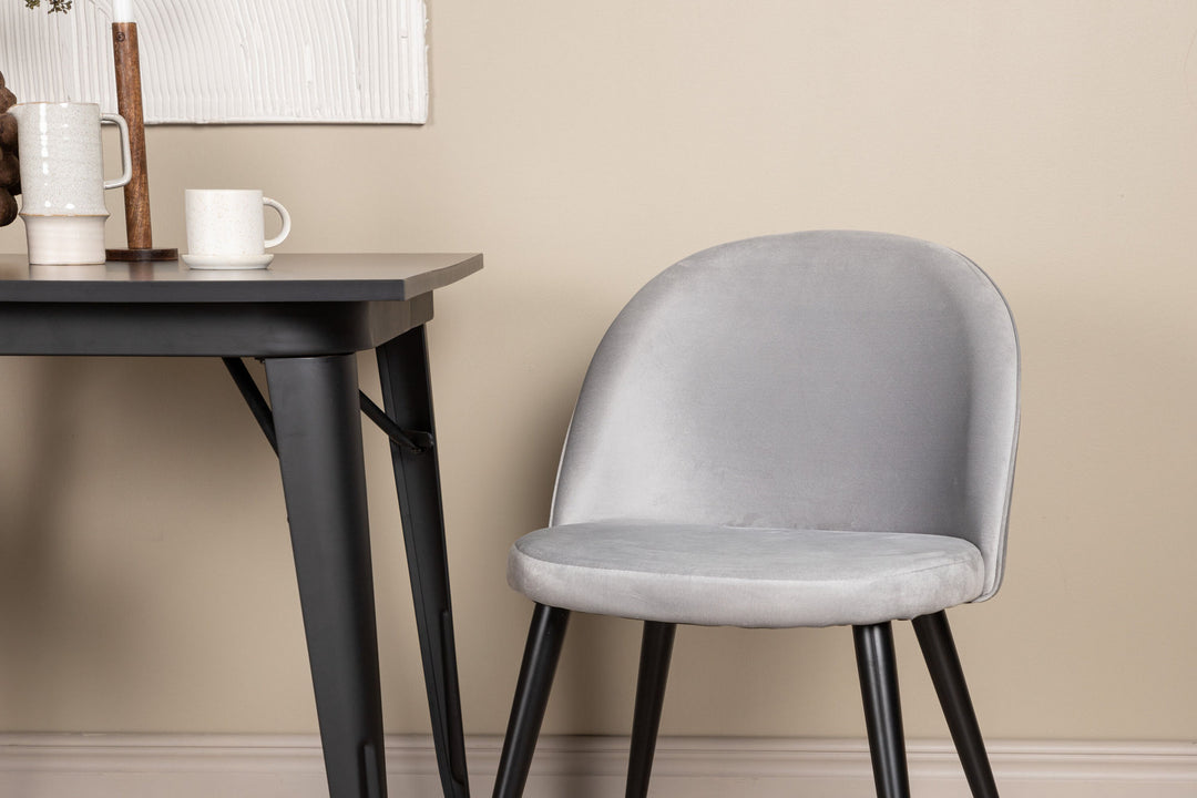 Venture Home Tempe Dining Table - Black / Black MDF +Velvet Dining Chair - Light Grey / Black _2