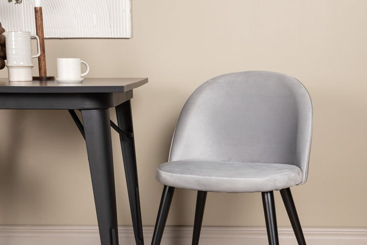 Venture Home Tempe Dining Table - Black / Black MDF +Velvet Dining Chair - Light Grey / Black _2