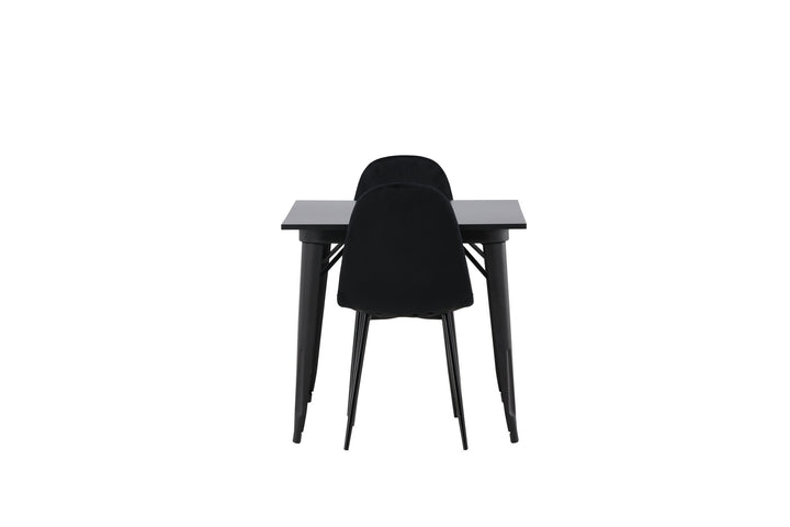 Venture Home Tempe Dining Table - Black / Black MDF +Polar Dining Chair - Black legs / Black Velvet _2