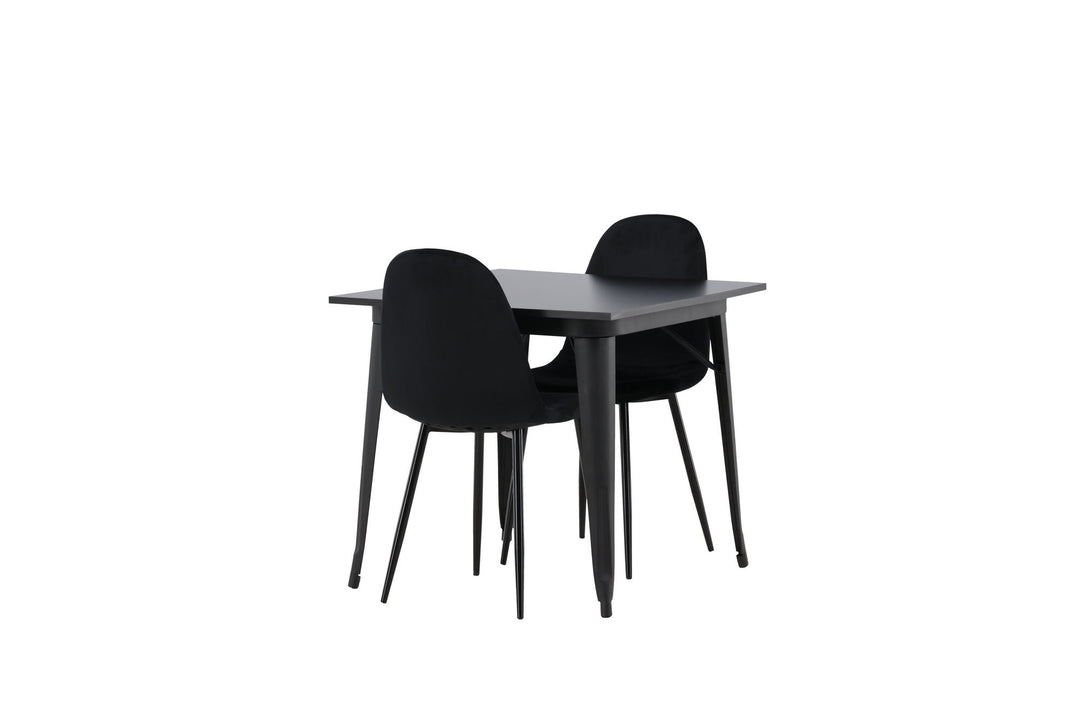 Venture Home Tempe Dining Table - Black / Black MDF +Polar Dining Chair - Black legs / Black Velvet _2