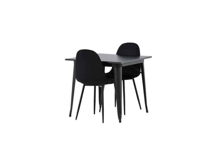 Venture Home Tempe Dining Table - Black / Black MDF +Polar Dining Chair - Black legs / Black Velvet _2