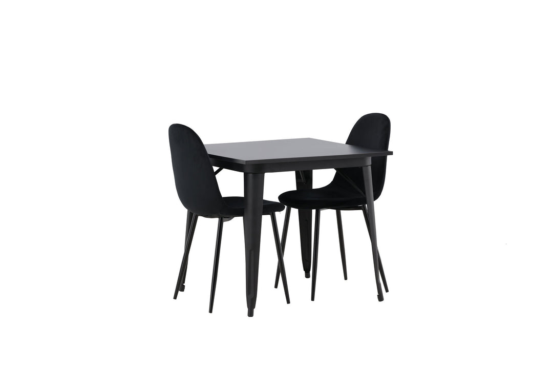 Venture Home Tempe Dining Table - Black / Black MDF +Polar Dining Chair - Black legs / Black Velvet _2
