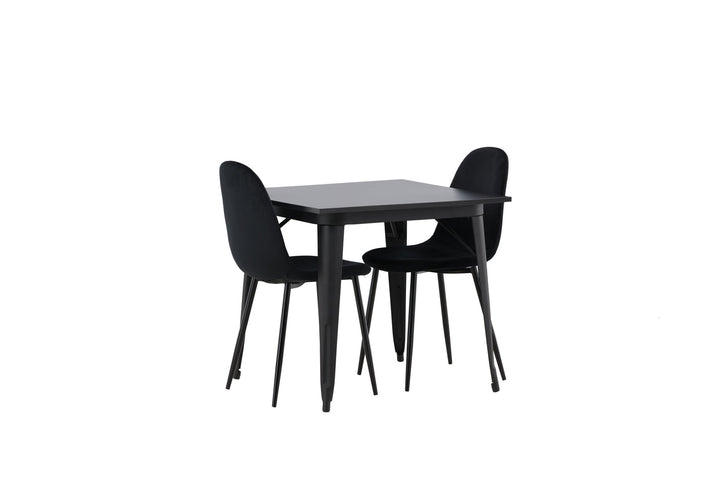 Venture Home Tempe Dining Table - Black / Black MDF +Polar Dining Chair - Black legs / Black Velvet _2