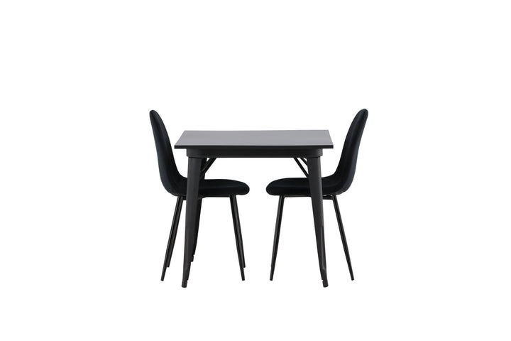 Venture Home Tempe Dining Table - Black / Black MDF +Polar Dining Chair - Black legs / Black Velvet _2