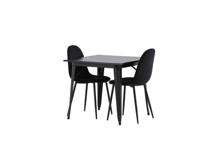 Venture Home Tempe Dining Table - Black / Black MDF +Polar Dining Chair - Black legs / Black Velvet _2