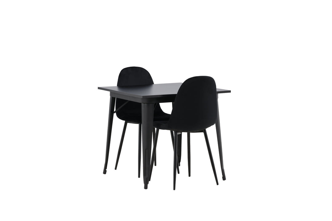 Venture Home Tempe Dining Table - Black / Black MDF +Polar Dining Chair - Black legs / Black Velvet _2