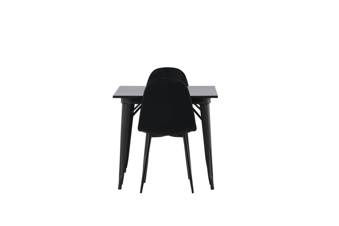 Venture Home Tempe Dining Table - Black / Black MDF +Polar Dining Chair - Black legs / Black Velvet _2