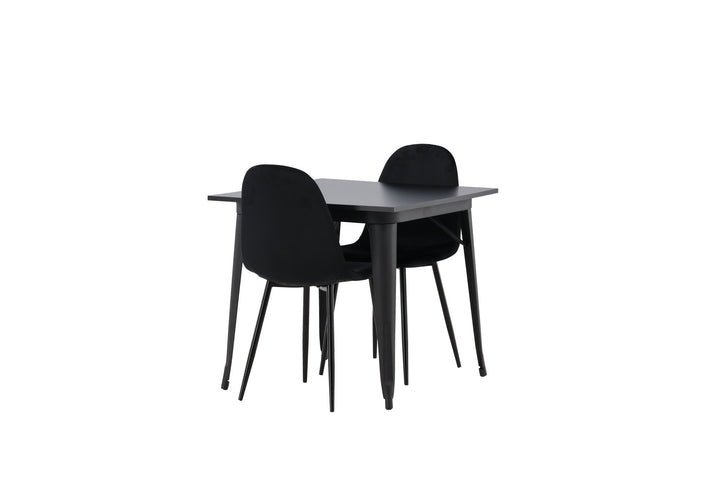 Venture Home Tempe Dining Table - Black / Black MDF +Polar Dining Chair - Black legs / Black Velvet _2