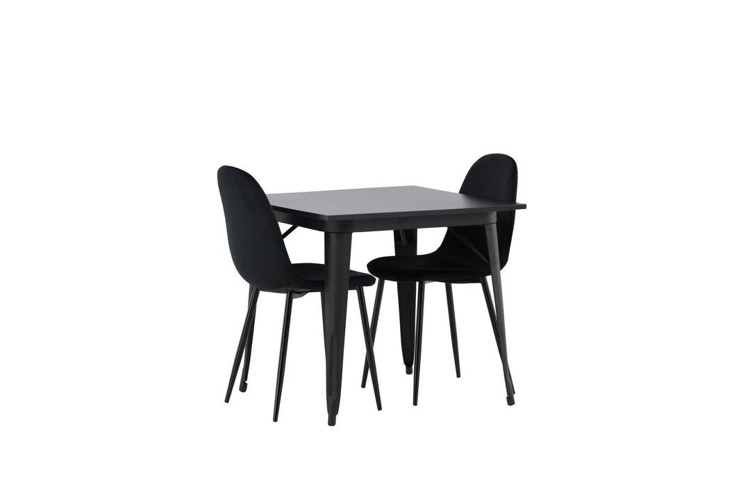 Venture Home Tempe Dining Table - Black / Black MDF +Polar Dining Chair - Black legs / Black Velvet _2