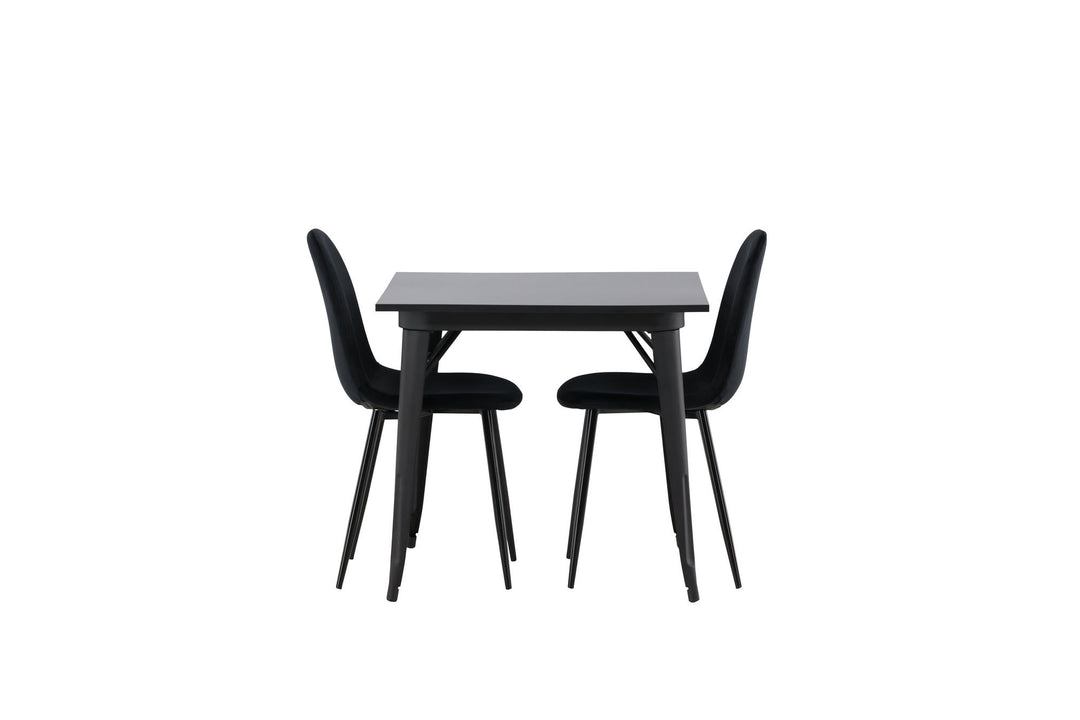Venture Home Tempe Dining Table - Black / Black MDF +Polar Dining Chair - Black legs / Black Velvet _2