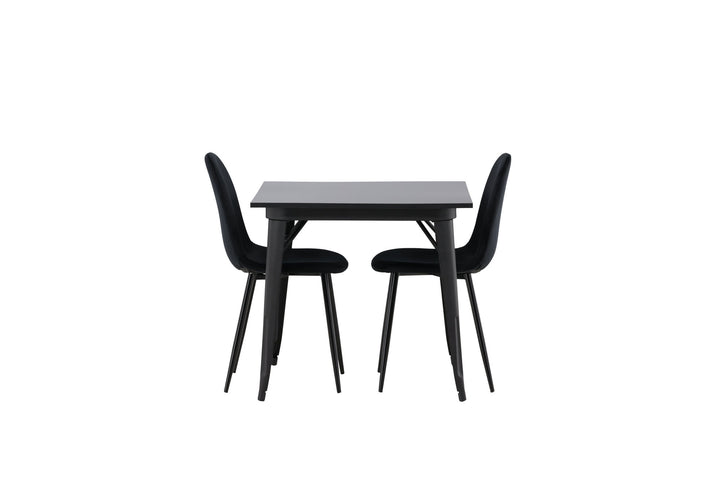 Venture Home Tempe Dining Table - Black / Black MDF +Polar Dining Chair - Black legs / Black Velvet _2