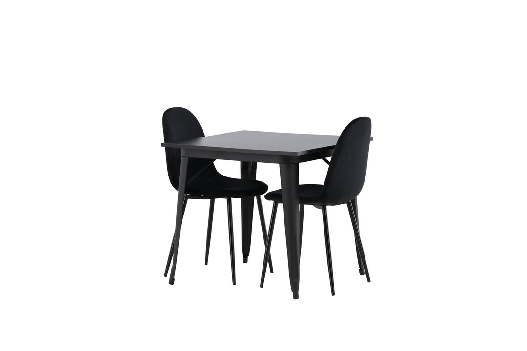 Venture Home Tempe Dining Table - Black / Black MDF +Polar Dining Chair - Black legs / Black Velvet _2