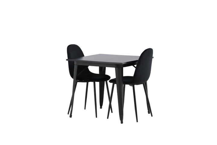 Venture Home Tempe Dining Table - Black / Black MDF +Polar Dining Chair - Black legs / Black Velvet _2