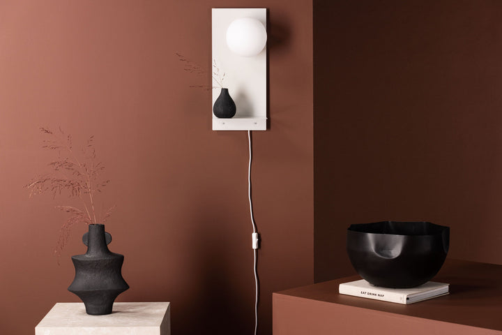 Venture Home Troyes Wall Lamp - Light grey / White glass