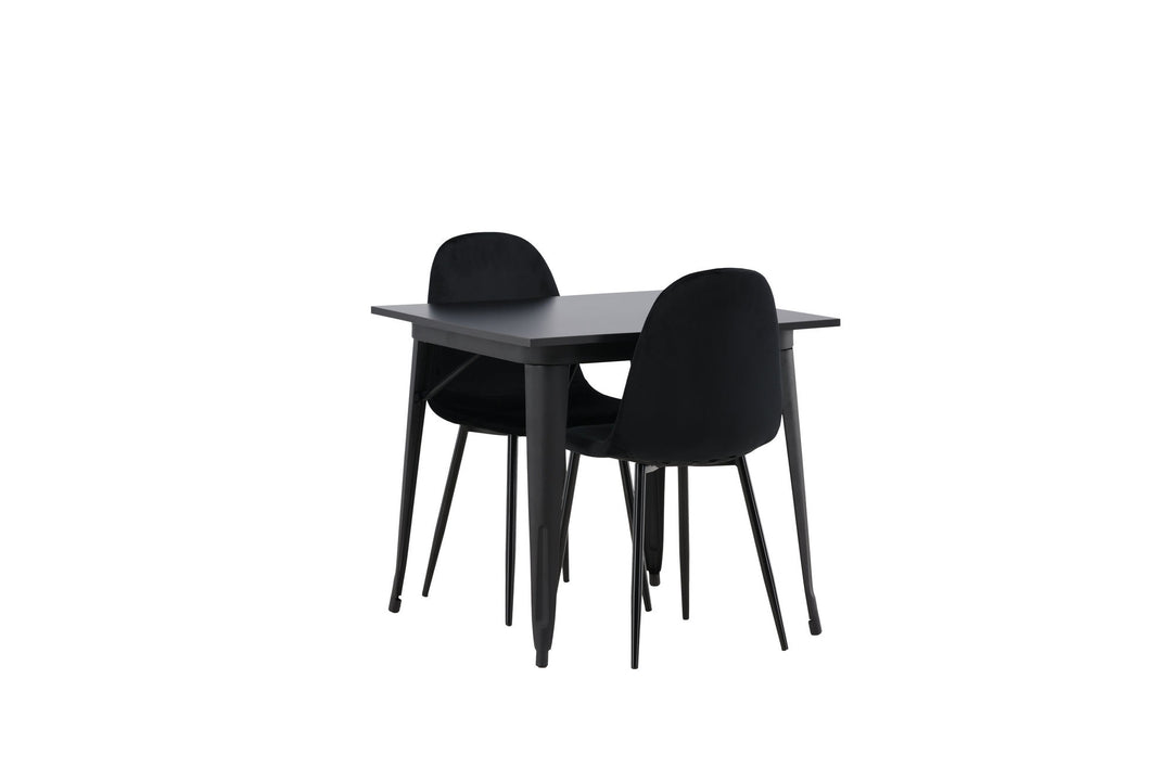 Venture Home Tempe Dining Table - Black / Black MDF +Polar Dining Chair - Black legs / Black Velvet _2