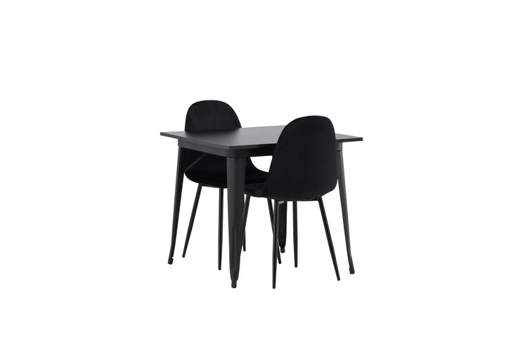 Venture Home Tempe Dining Table - Black / Black MDF +Polar Dining Chair - Black legs / Black Velvet _2