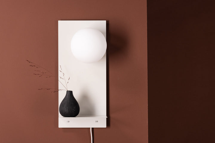 Venture Home Troyes Wall Lamp - Light grey / White glass