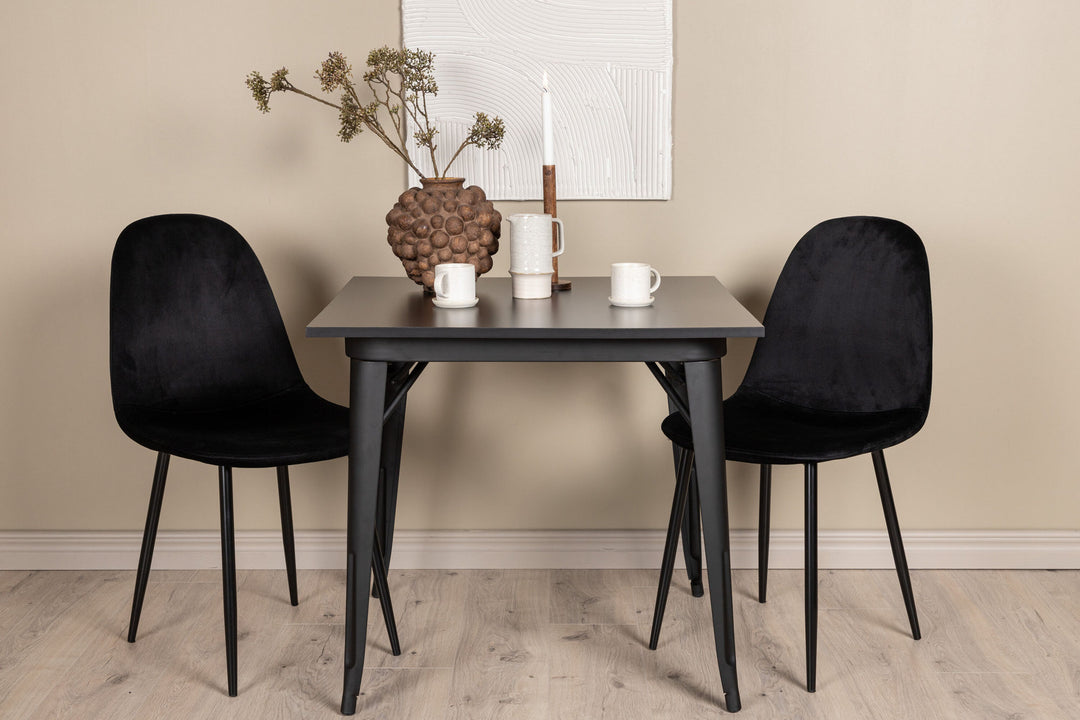 Venture Home Tempe Dining Table - Black / Black MDF +Polar Dining Chair - Black legs / Black Velvet _2