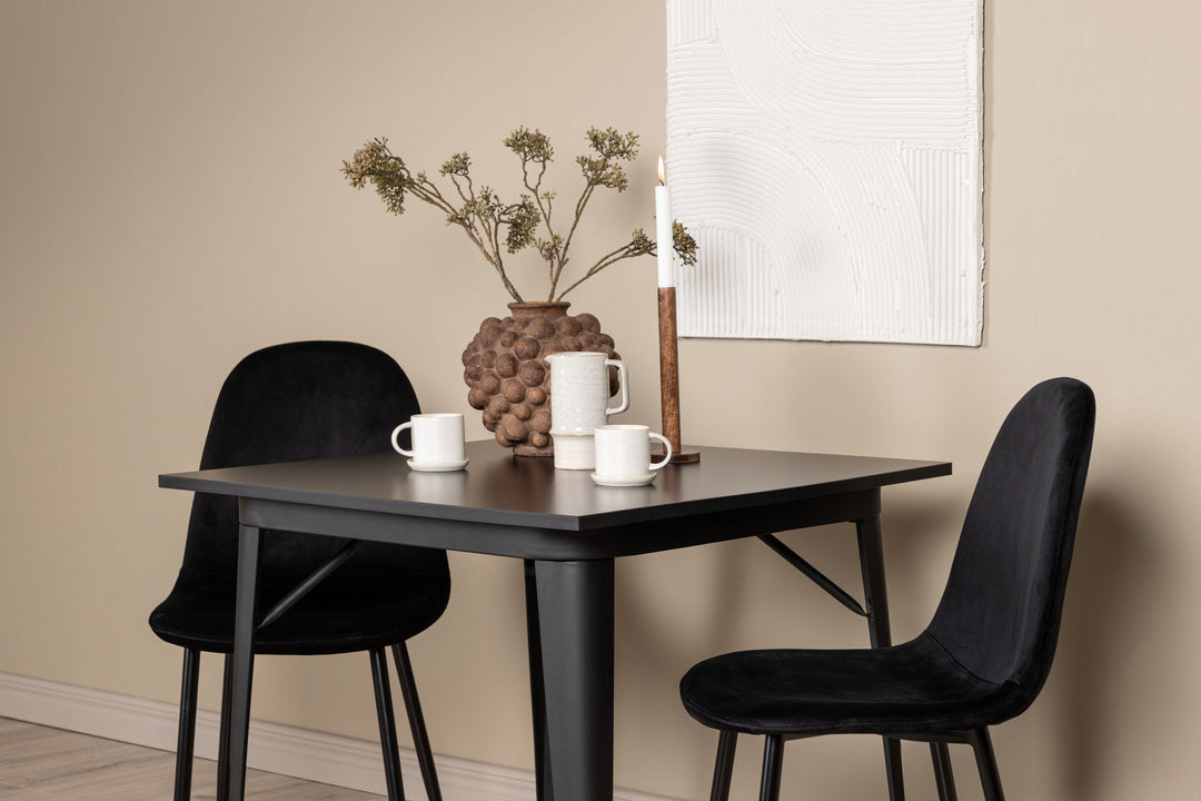 Venture Home Tempe Dining Table - Black / Black MDF +Polar Dining Chair - Black legs / Black Velvet _2