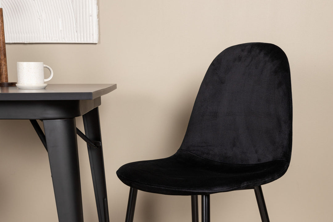 Venture Home Tempe Dining Table - Black / Black MDF +Polar Dining Chair - Black legs / Black Velvet _2
