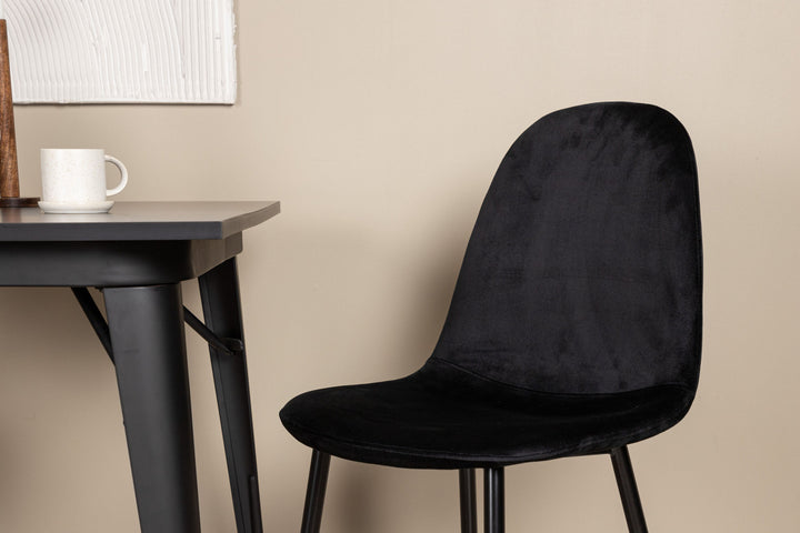 Venture Home Tempe Dining Table - Black / Black MDF +Polar Dining Chair - Black legs / Black Velvet _2