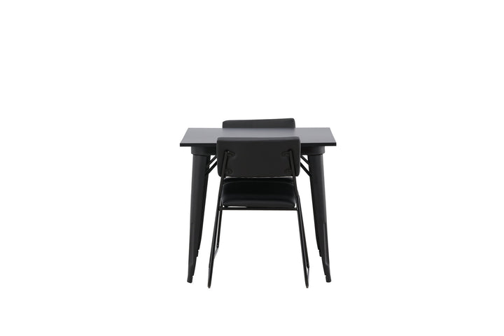 Venture Home Tempe Dining Table - Black / Black MDF +Kenth Chair - Black / Black PU _2