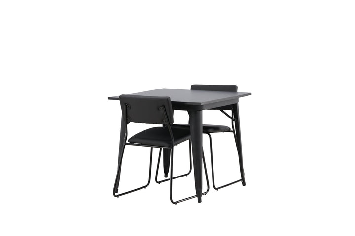 Venture Home Tempe Dining Table - Black / Black MDF +Kenth Chair - Black / Black PU _2
