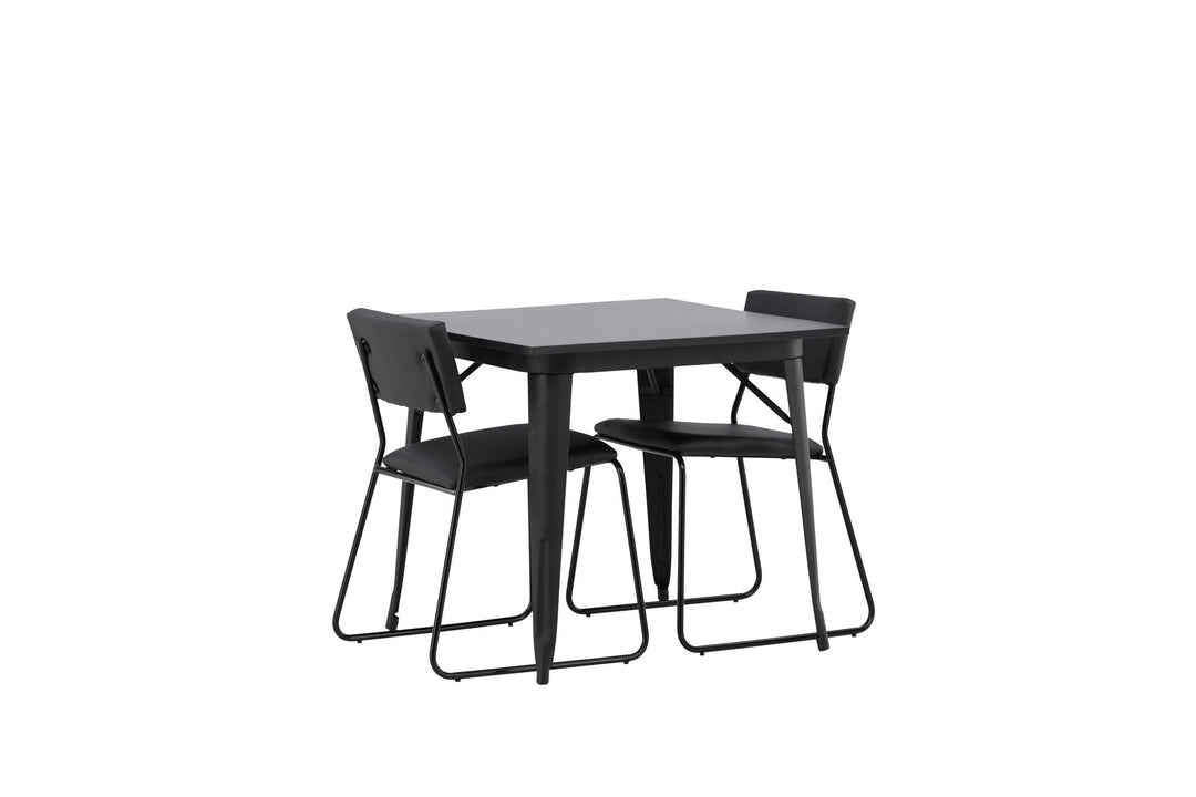 Venture Home Tempe Dining Table - Black / Black MDF +Kenth Chair - Black / Black PU _2