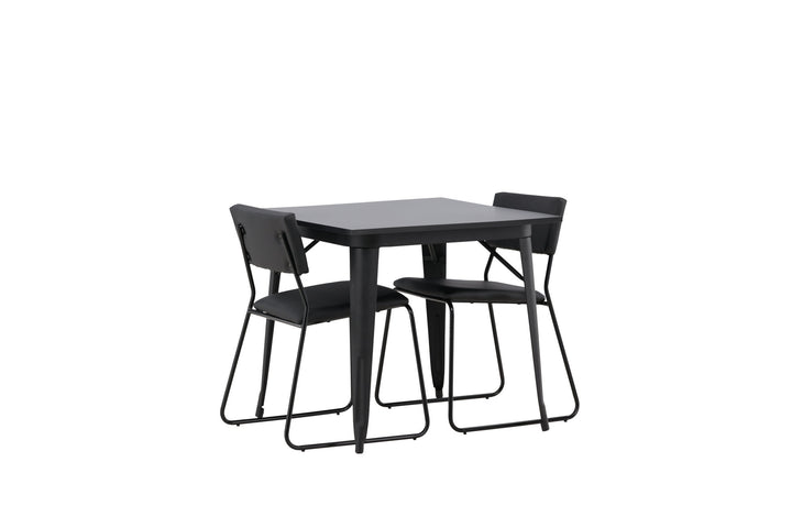 Venture Home Tempe Dining Table - Black / Black MDF +Kenth Chair - Black / Black PU _2